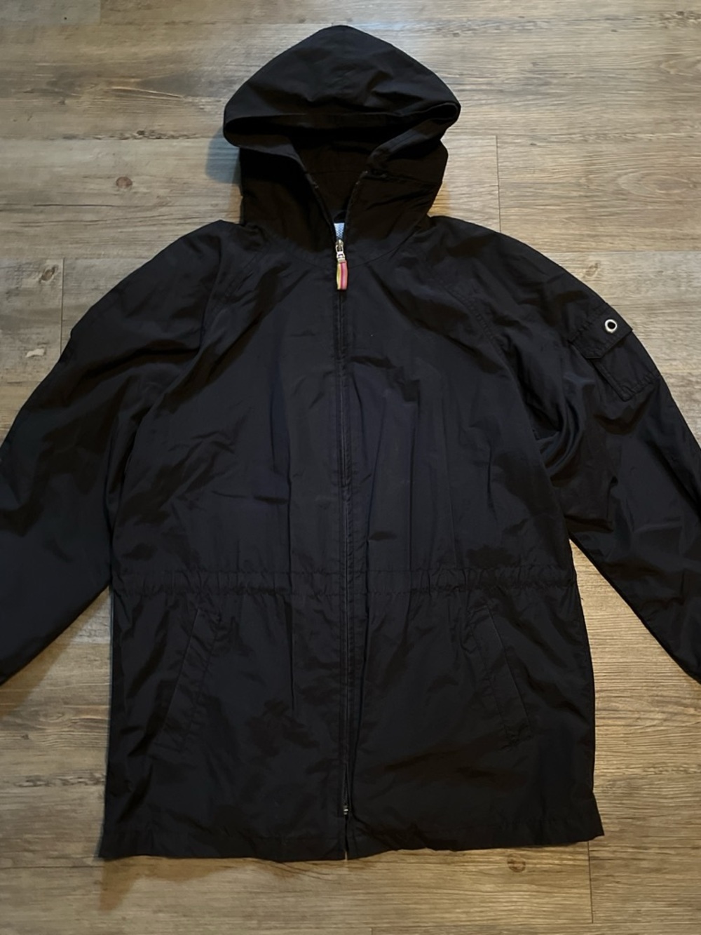 Larry Levine Black Hooded Windbreaker Jacket